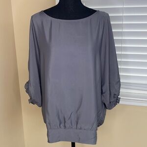 Gray Gathered Puffy Bell Sleeves